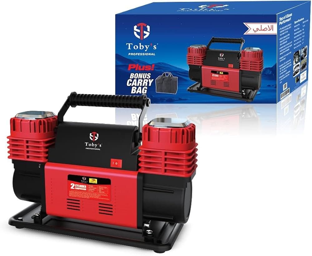 Toby's Professional 2 Cylinder Air Compressor with Bonus Carry Bag